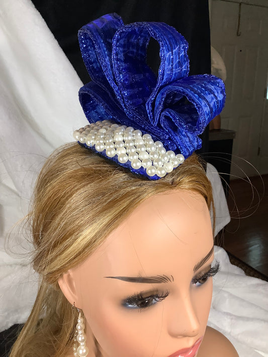 "Blue Royale 2025" – Pearl Crest Fascinator
