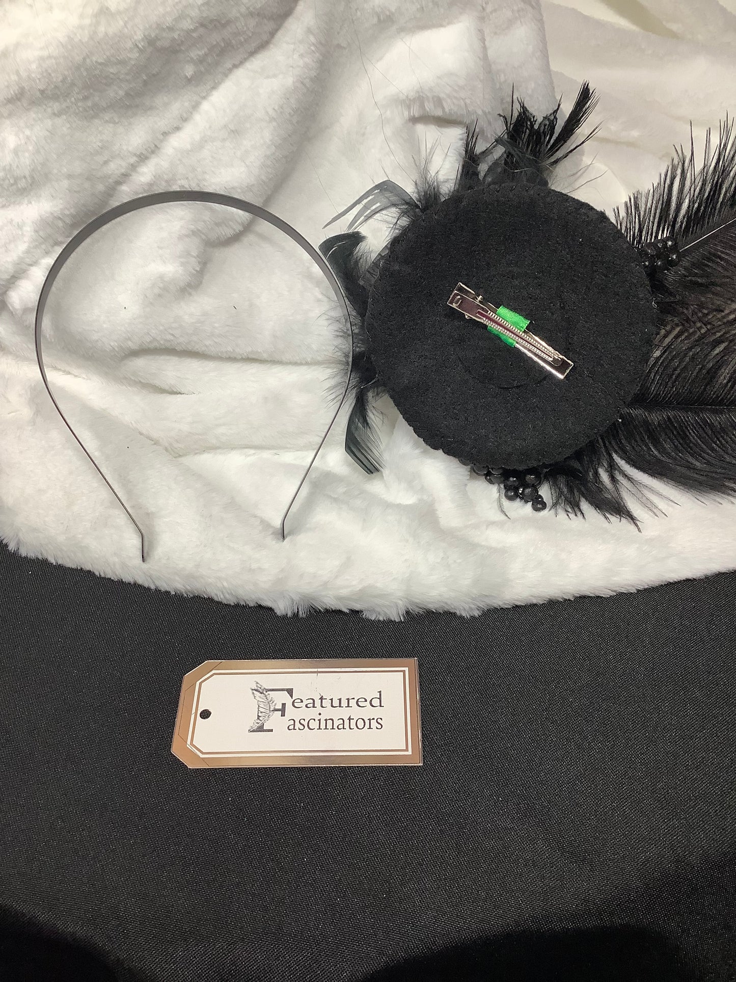 Midnight Glamour Feather Fascinator