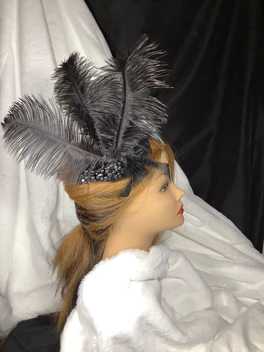 Midnight Glamour Feather Fascinator