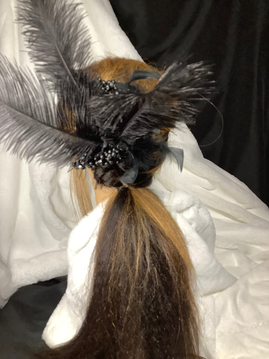 Midnight Glamour Feather Fascinator
