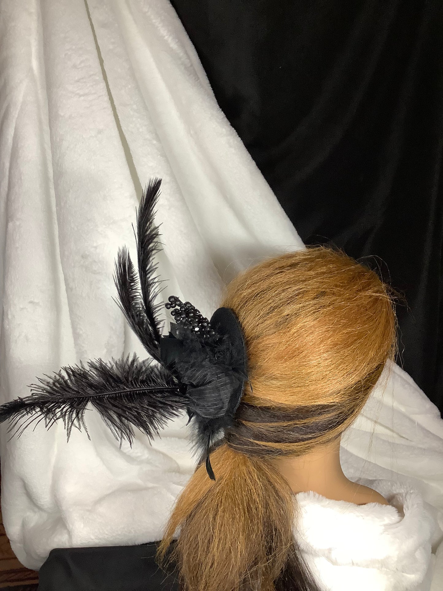 Midnight Glamour Feather Fascinator