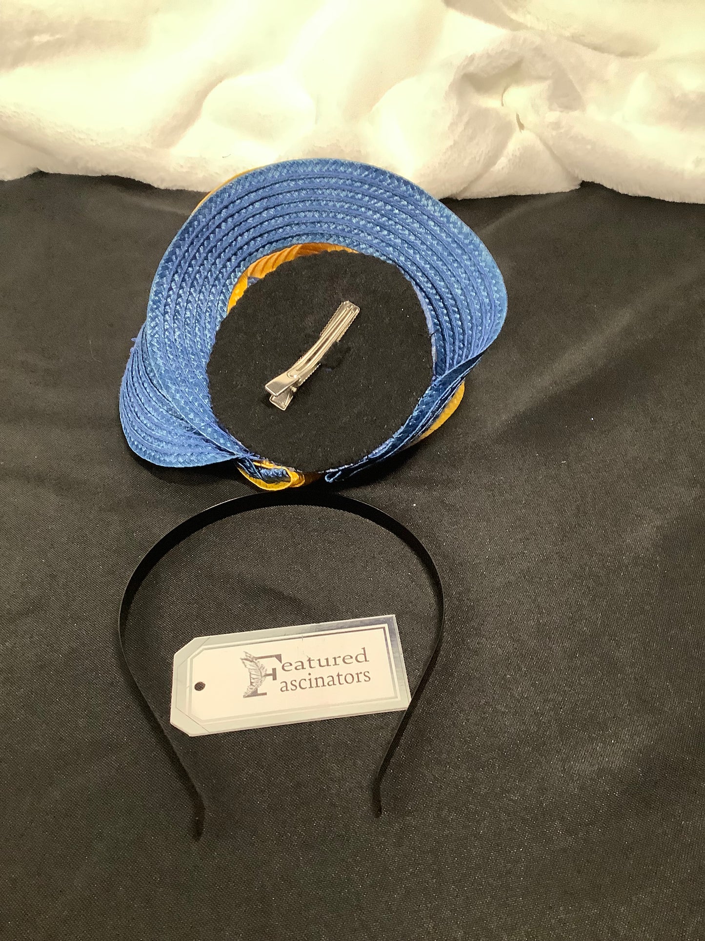 "Golden Bloom 2025" – Sunrise & Sapphire Fascinator