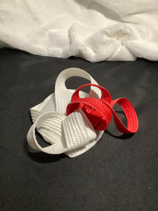 "Ribbon Twist 2025" – Crimson Edge Fascinator