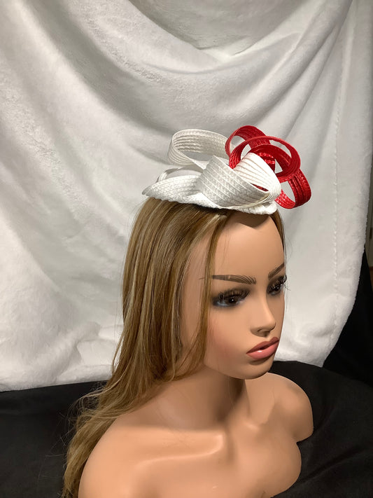"Ribbon Twist 2025" – Crimson Edge Fascinator