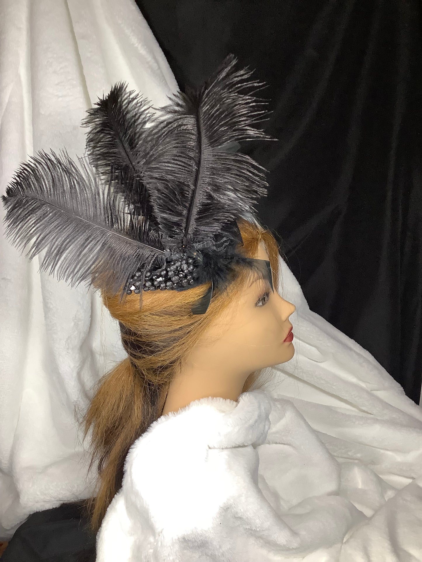 Midnight Glamour Feather Fascinator