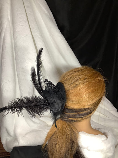 Midnight Glamour Feather Fascinator