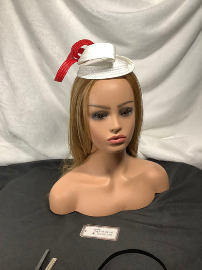 "Ribbon Twist 2025" – Crimson Edge Fascinator