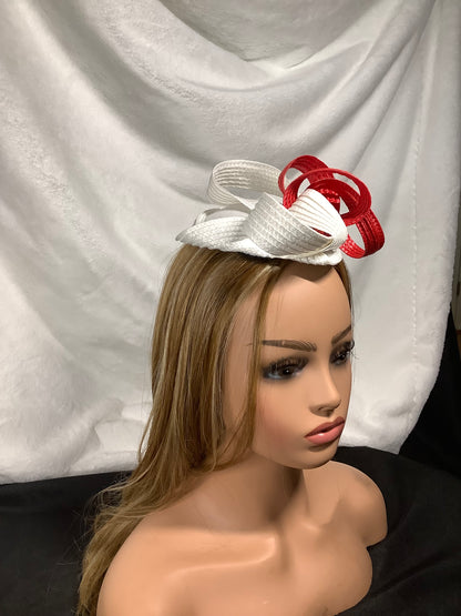 "Ribbon Twist 2025" – Crimson Edge Fascinator